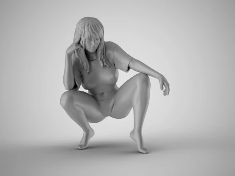 Thoughtful Teasing Girl 3D Print Model