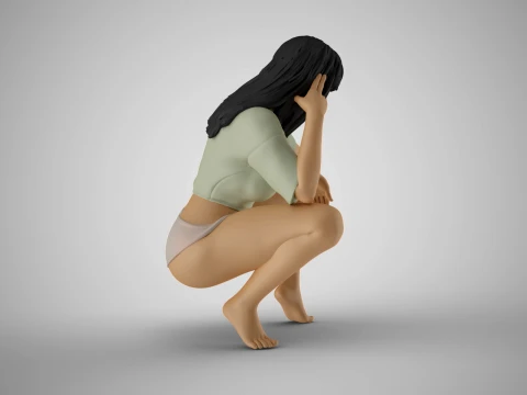 Thoughtful Teasing Girl 3D Print Model