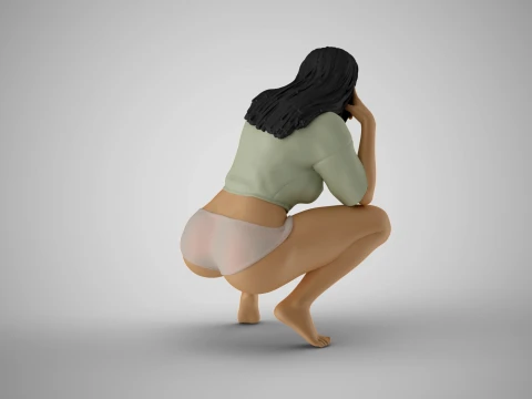 Thoughtful Teasing Girl 3D Print Model