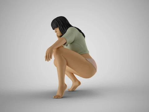 Thoughtful Teasing Girl 3D Print Model