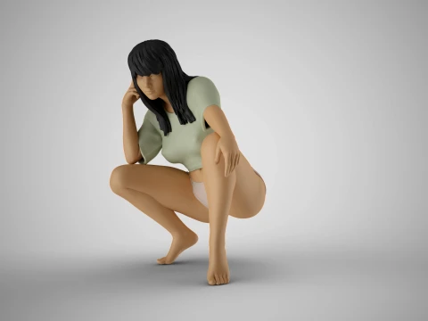 Thoughtful Teasing Girl 3D Print Model