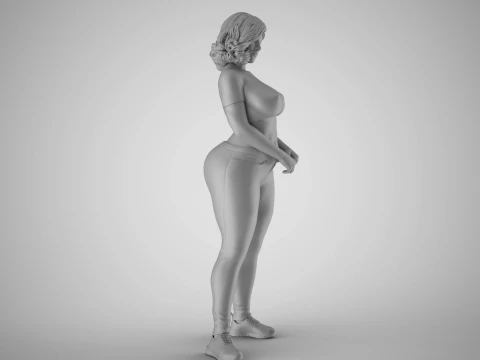 Girl Standing with Clasped Hands 3D Print Model