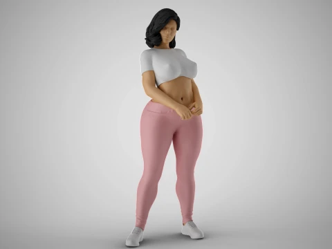 Girl Standing with Clasped Hands 3D Print Model