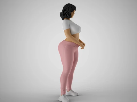 Girl Standing with Clasped Hands 3D Print Model