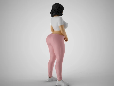 Girl Standing with Clasped Hands 3D Print Model