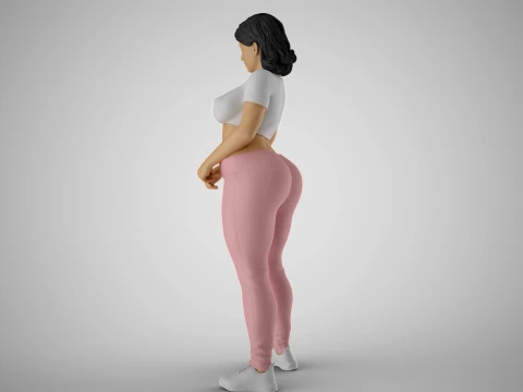 Girl Standing with Clasped Hands 3D Print Model