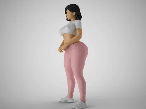 Girl Standing with Clasped Hands 3D Print Model