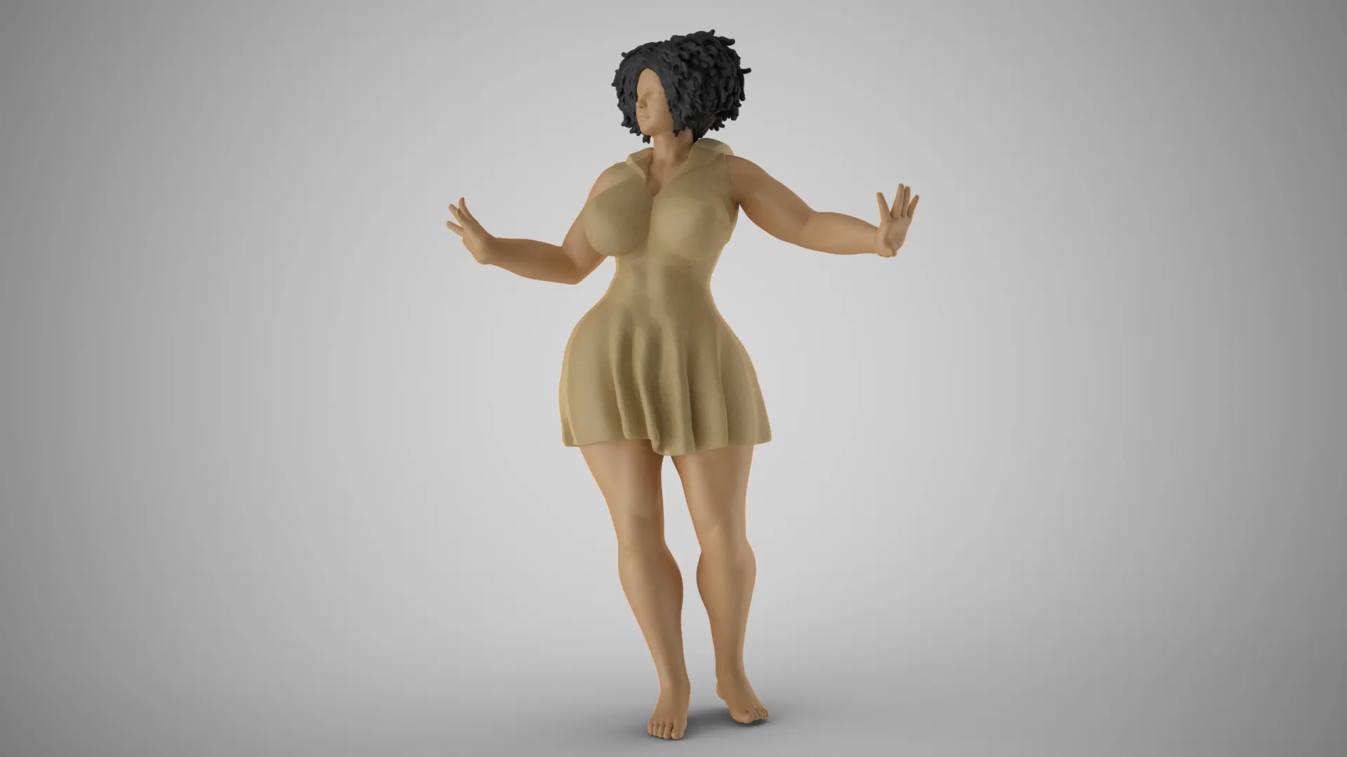 Anxious Fat Woman 3D Print Model .c4d .max .obj .3ds .fbx .stl .blend