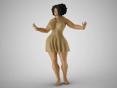&Auml;ngstliche dicke Frau 3D Druckmodell