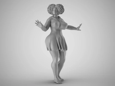 Anxious Fat Woman 3D Print Model