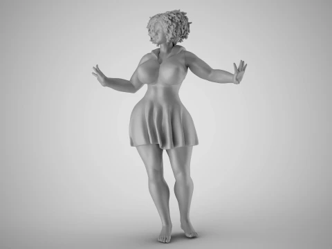 Anxious Fat Woman 3D Print Model