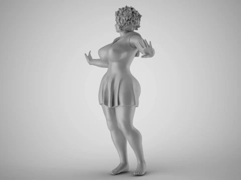 Anxious Fat Woman 3D Print Model