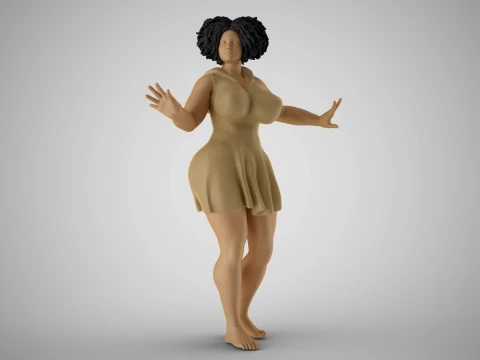 Anxious Fat Woman 3D Print Model