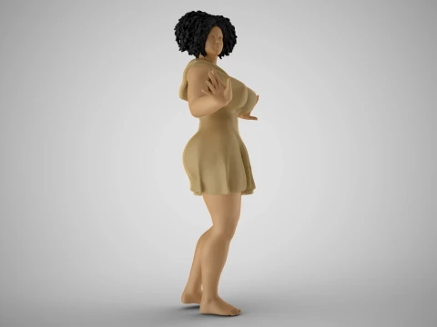 Anxious Fat Woman 3D Print Model