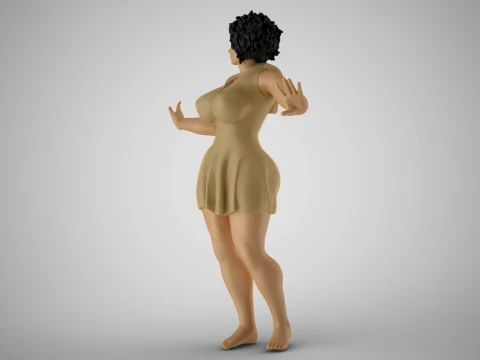 Anxious Fat Woman 3D Print Model