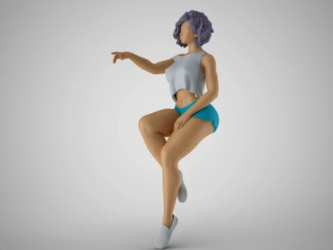 Sitting Girl Pointing 3D Print Model