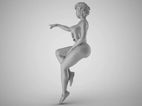 Sitting Girl Pointing 3D Print Model