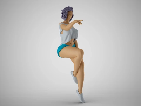 Sitting Girl Pointing 3D Print Model