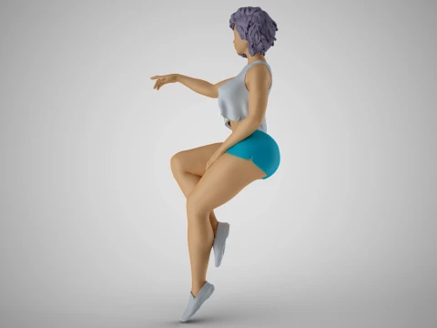 Sitting Girl Pointing 3D Print Model