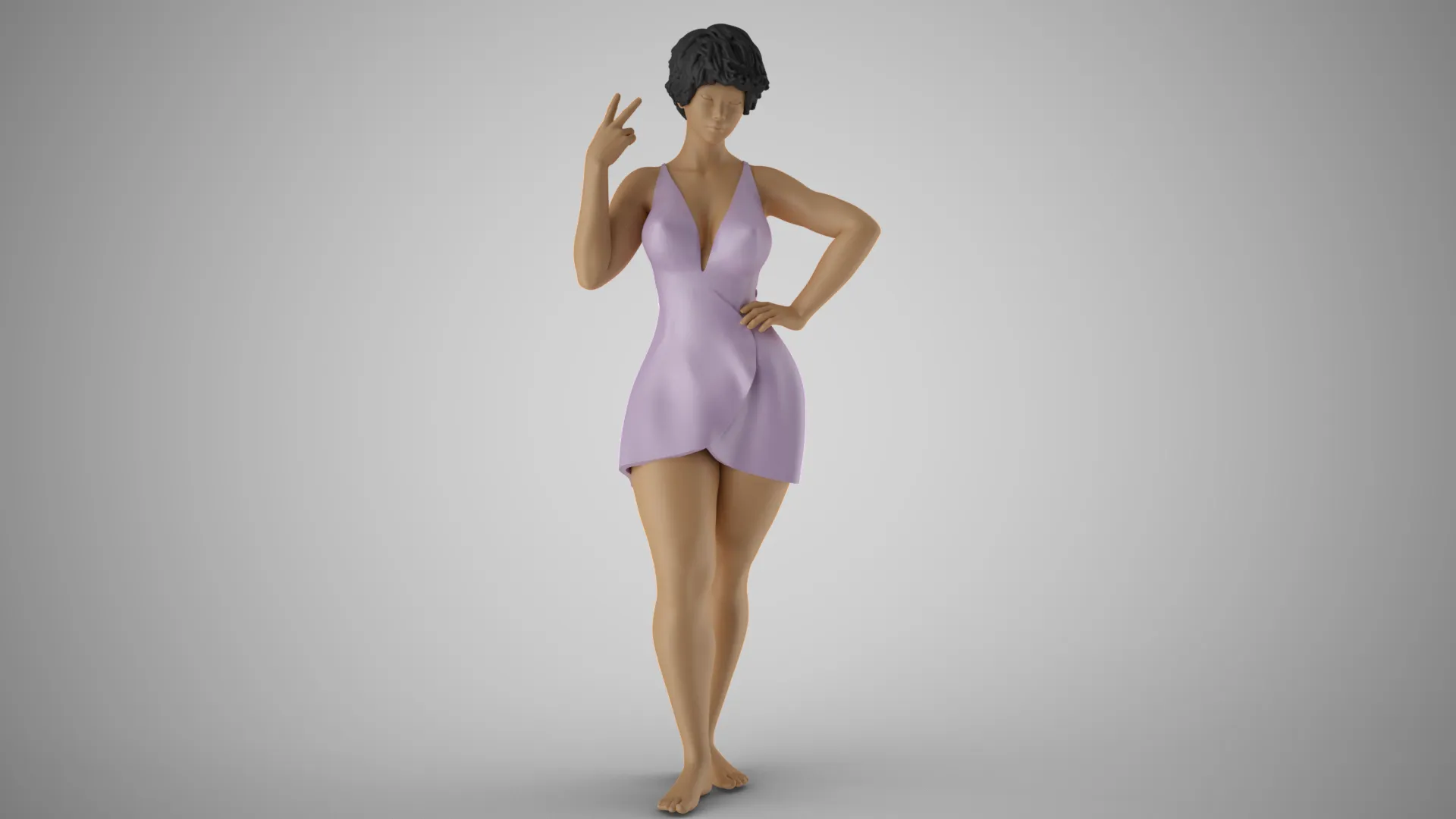 Girl Showing Two 3D Print Model .c4d .max .obj .3ds .fbx .stl .blend 