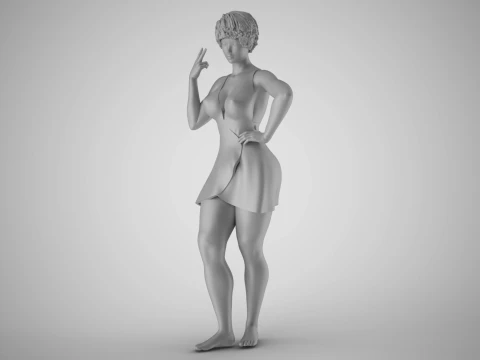 Girl Showing Two 3D Print Model