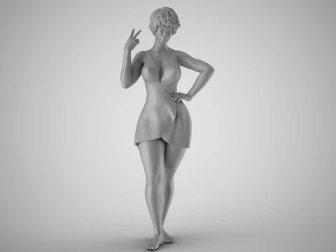 Girl Showing Two 3D Print Model