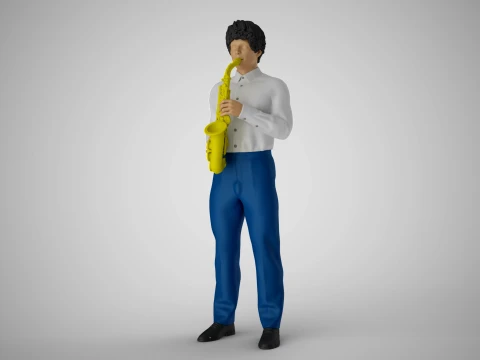 Man Playing Saxophone 3D Print Model