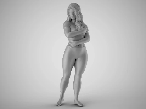 Girl Hugging herself from Loneliness 3D Print Model
