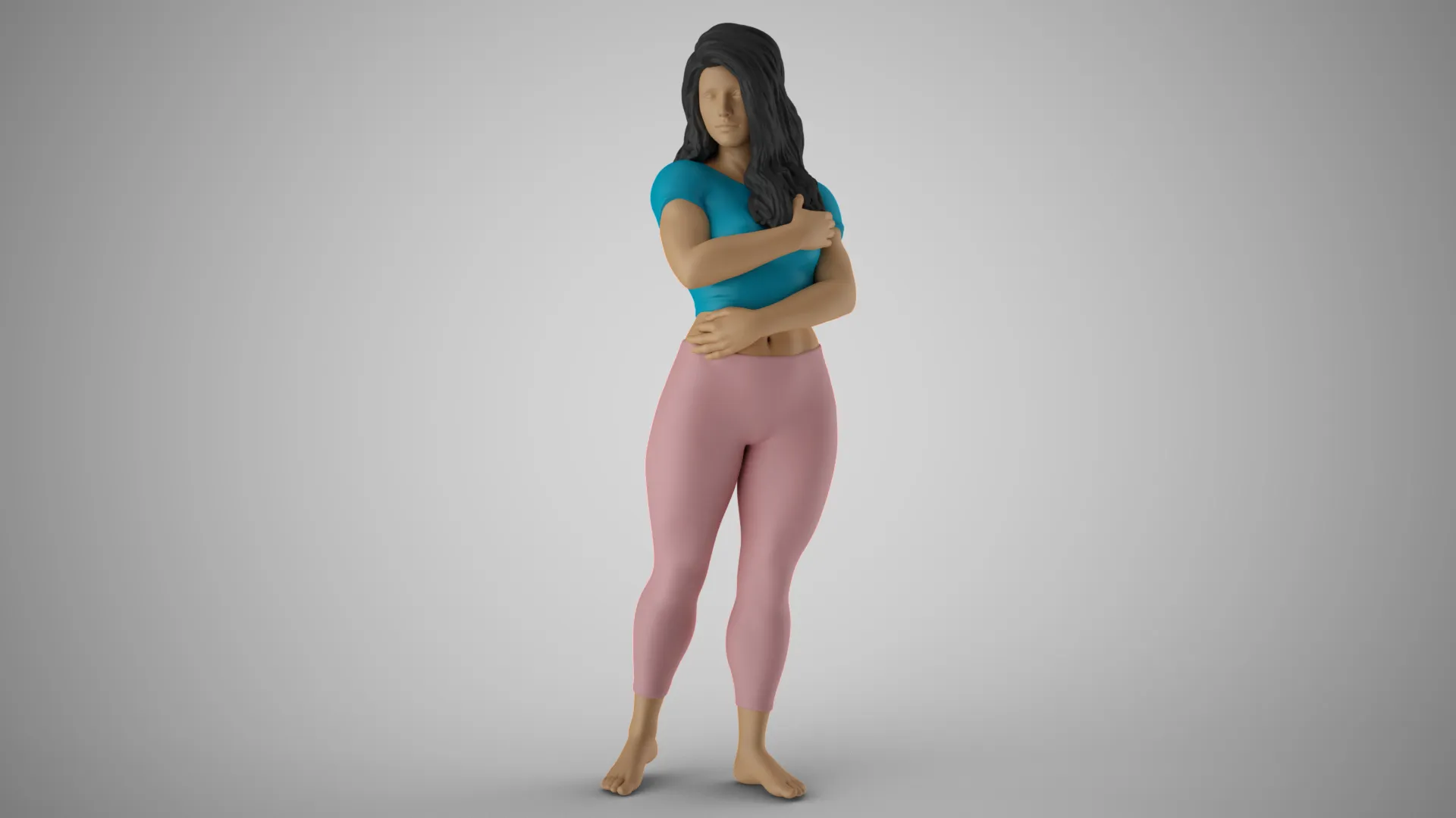Girl Hugging herself from Loneliness 3D Print Model .c4d .max .obj .3ds .fbx .stl .blend