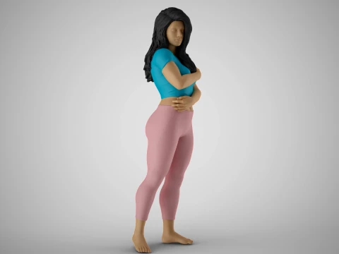 Girl Hugging herself from Loneliness 3D Print Model