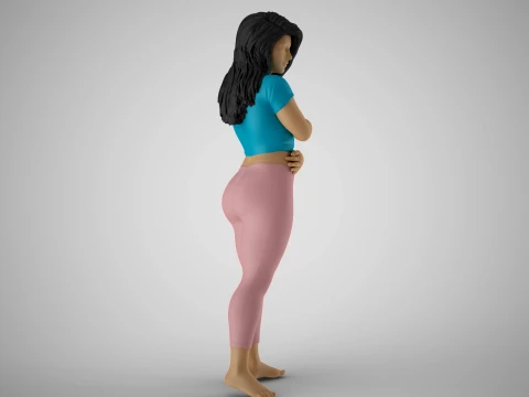Girl Hugging herself from Loneliness 3D Print Model
