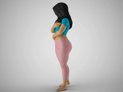 Girl Hugging herself from Loneliness 3D Print Model