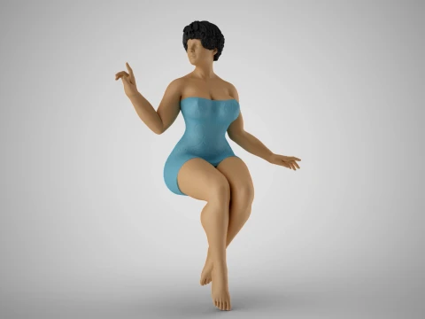 Beautiful Woman Sitting 3D Print Model