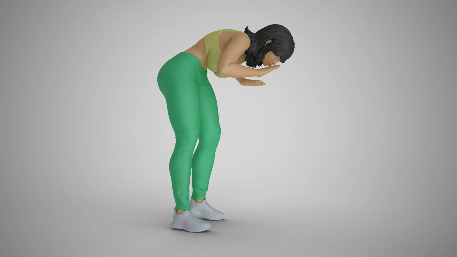 Girl Looking Closely 3D Print Model .c4d .max .obj .3ds .fbx .stl .blend