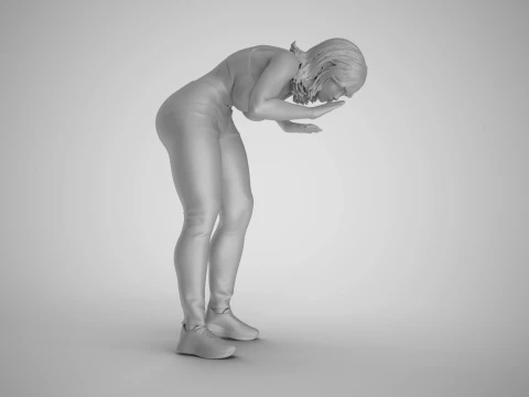 Girl Looking Closely 3D Print Model