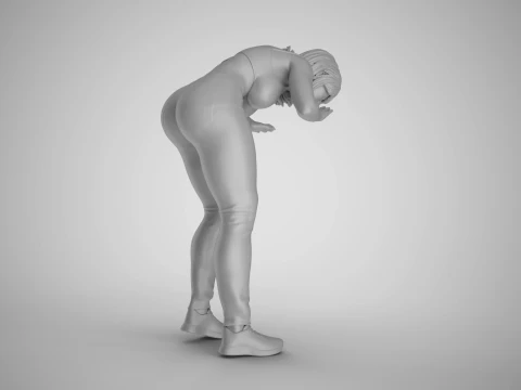 Girl Looking Closely 3D Print Model