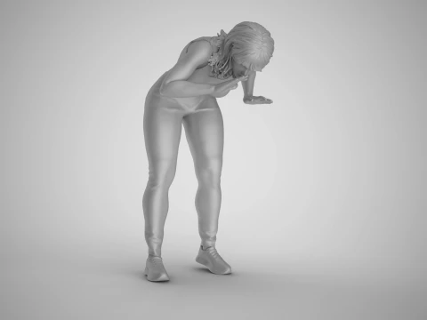 Girl Looking Closely 3D Print Model