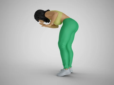 Girl Looking Closely 3D Print Model