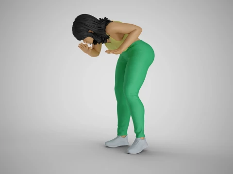 Girl Looking Closely 3D Print Model