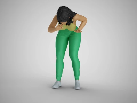 Girl Looking Closely 3D Print Model