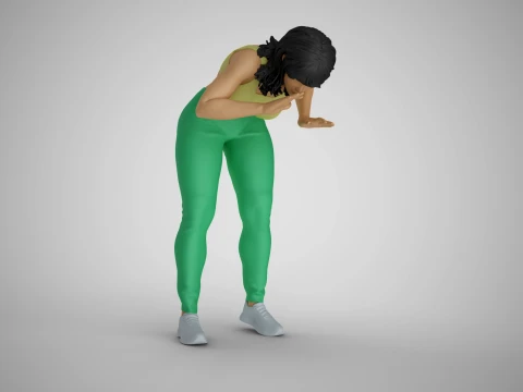Girl Looking Closely 3D Print Model
