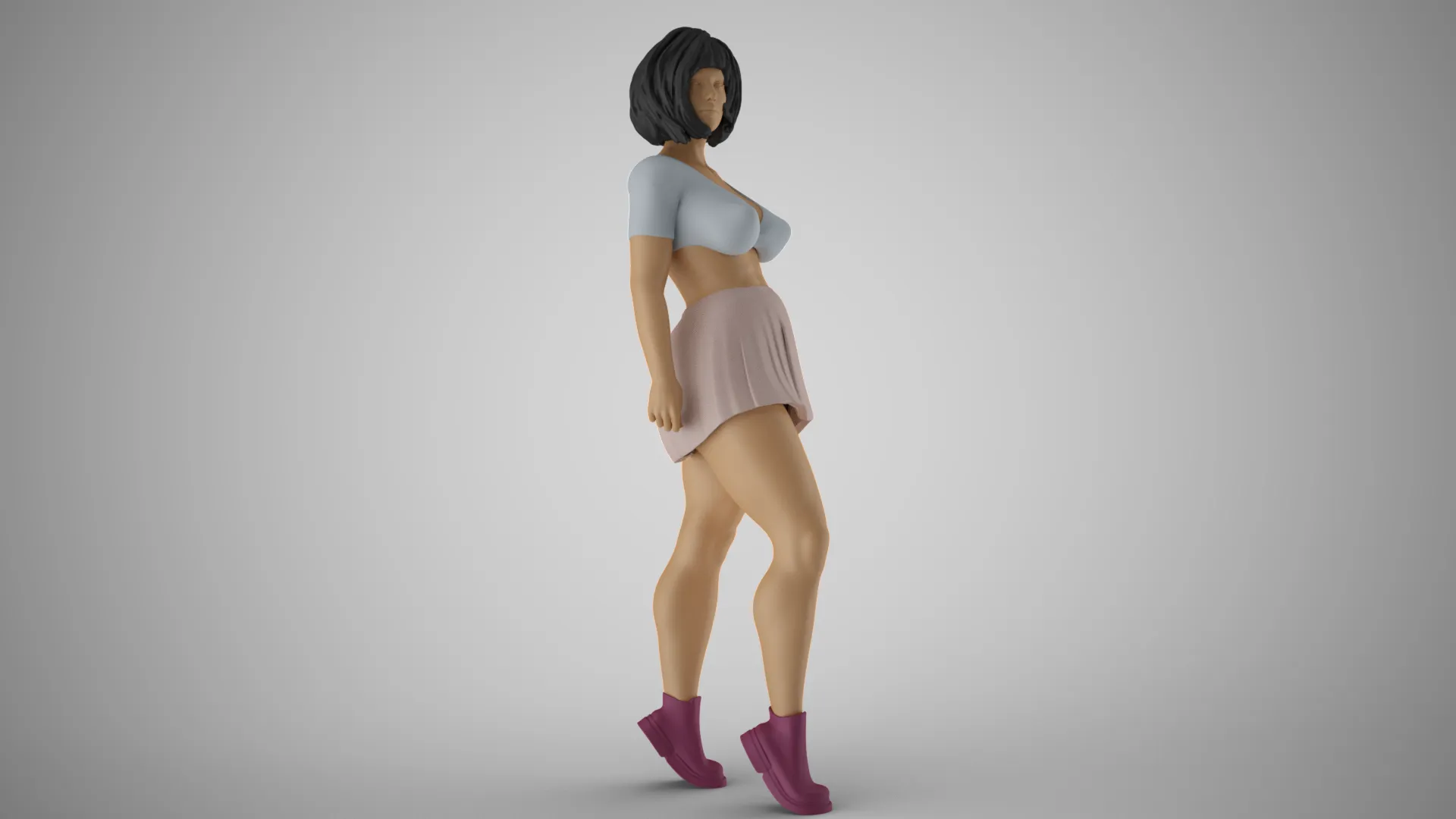 Grumpy Girl 3D Print Model .c4d .max .obj .3ds .fbx .stl .blend