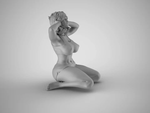 耳を塞ぐ女の子 3Dプリントモデル