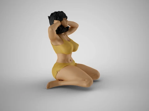 耳を塞ぐ女の子 3Dプリントモデル