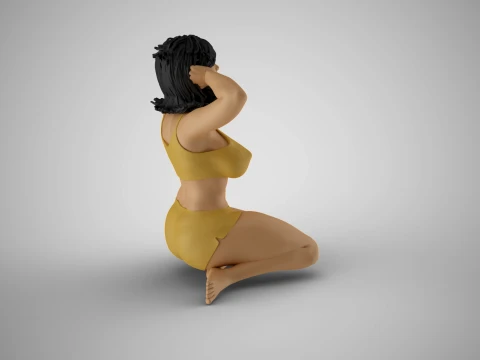 耳を塞ぐ女の子 3Dプリントモデル
