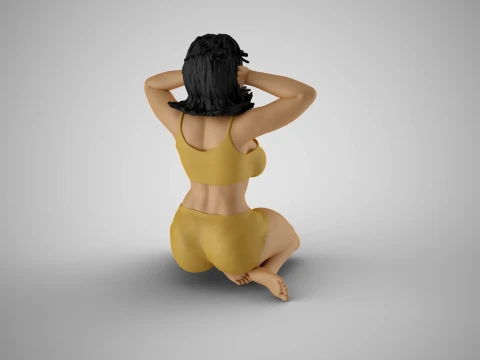 耳を塞ぐ女の子 3Dプリントモデル