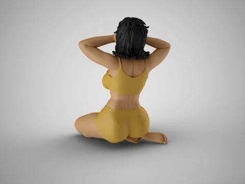 耳を塞ぐ女の子 3Dプリントモデル