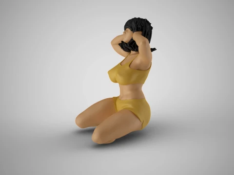 耳を塞ぐ女の子 3Dプリントモデル