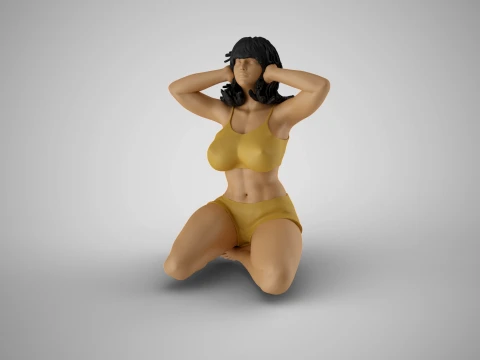 耳を塞ぐ女の子 3Dプリントモデル