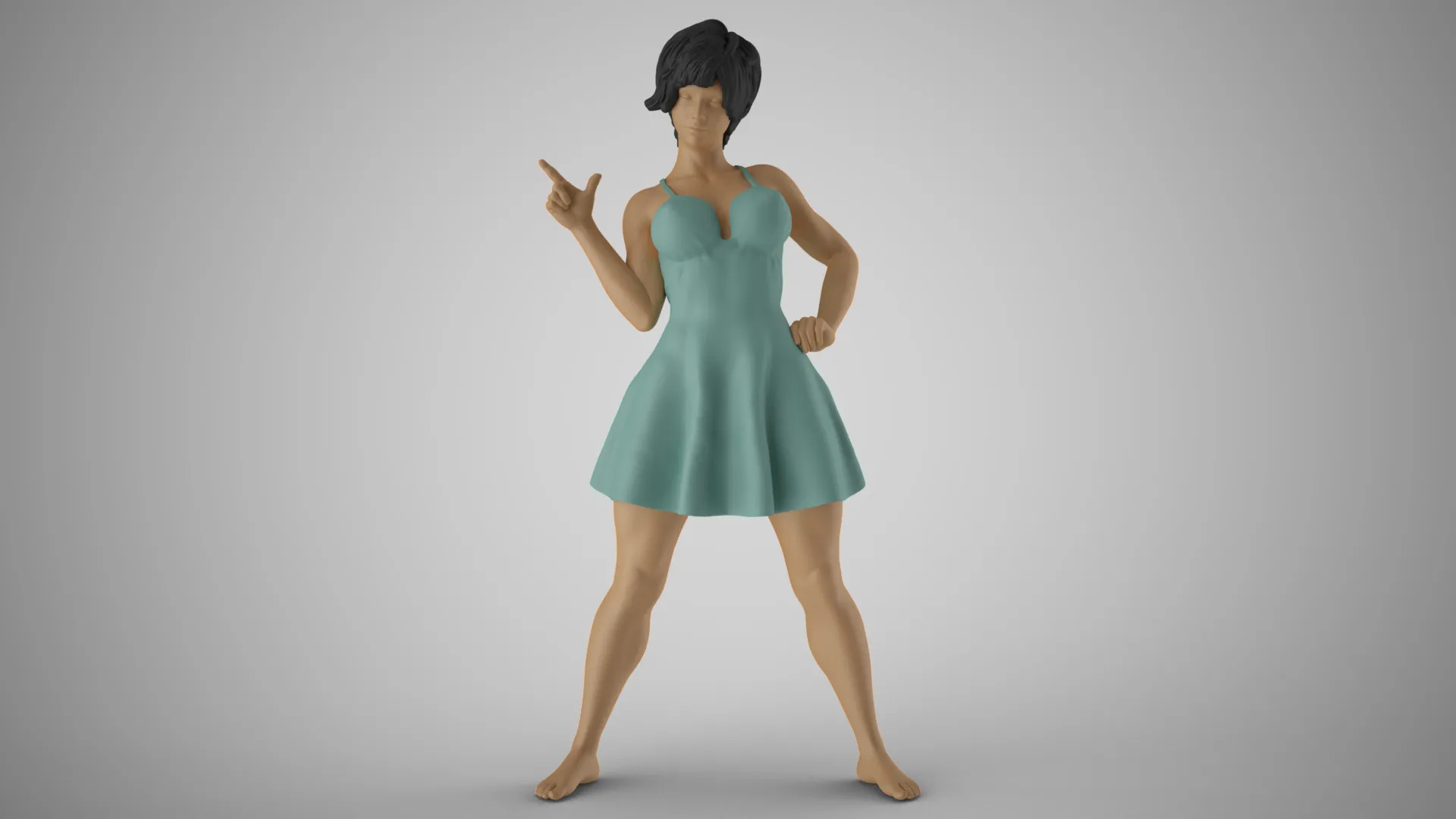 FingerGun Woman 3D Print Model .c4d .max .obj .3ds .fbx .stl .blend